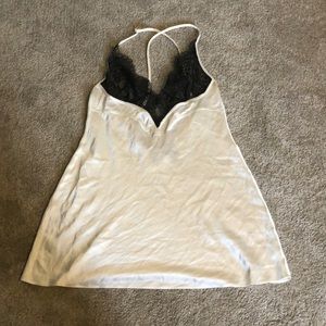 White silky, with lace top slip dress👗